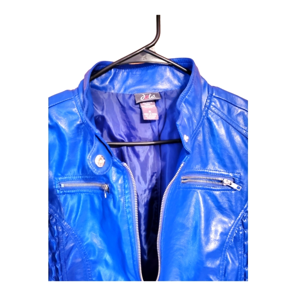 Dots, Size M, Faux Blue Bomber Jacket 🏍 - Picture 2 of 4
